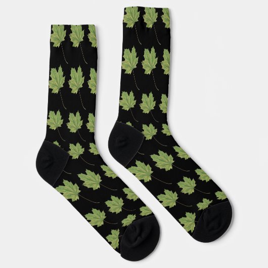 Chaussette Chaussettes noires Feuilles vertes (Droite)