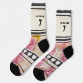 Chaussette Chaussettes numéro de nom de fleur rose (Gauche)