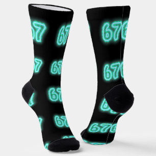 Chaussette Chaussettes numéro néon 67, cadeau mème 6-7, chaus