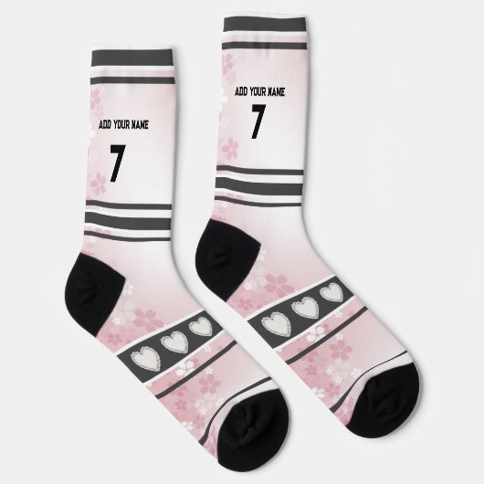 Chaussette Chaussettes numéro nom Fleur Rose (Droite)