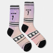 Chaussette Chaussettes numéro nom rose violet (Droite)