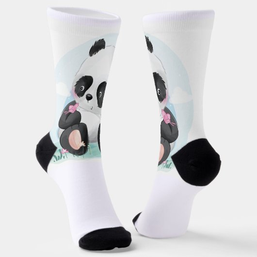 Chaussette Chaussettes Panda Cute Noir & Blanc (Angulaire)