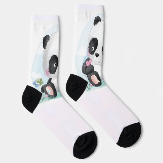 Chaussette Chaussettes Panda Cute Noir & Blanc (Droite)