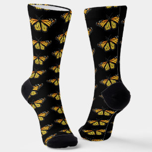 Chaussette Chaussettes - Papillons Monarques sur Black