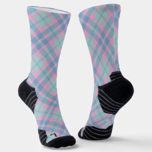 Chaussette Chaussettes pastel à carreaux couleur sirène