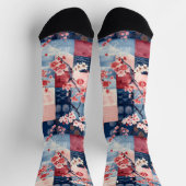 Chaussette Chaussettes Patchwork Sakura avec Élégance Bleue e (Haut)
