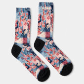 Chaussette Chaussettes Patchwork Sakura avec Élégance Bleue e (Droite)