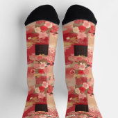 Chaussette Chaussettes Patchwork Sakura Rouge avec Charme Jap (Haut)