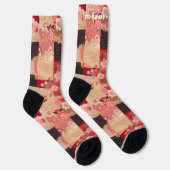 Chaussette Chaussettes Patchwork Sakura Rouge avec Charme Jap (Droite)