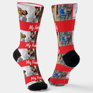 Chaussette Chaussettes personnalisables Rouge 4 Photo Collage