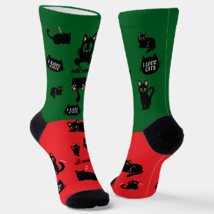 Chaussette Chaussettes Personnalisées Chat Noir - Cadeau Pers