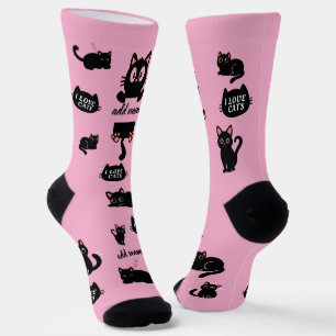 Chaussette Chaussettes Personnalisées Chat Noir - Cadeau Pers