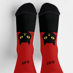 Chaussette Chaussettes Personnalisées Chat Noir - Cadeau pour