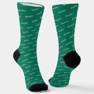 Chaussette Chaussettes Personnalisées Nom Blanc Émeraude Text