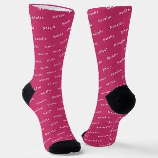 Chaussette Chaussettes Personnalisées Nom Blanc Rose Chaud Te