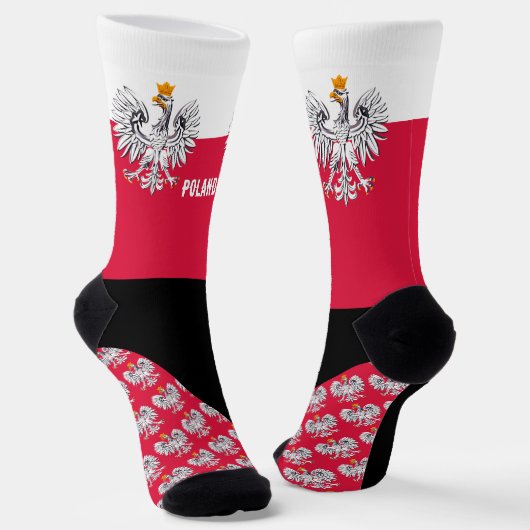 Chaussette Chaussettes Pologne, drapeau polonais patriotique  (Angulaire)
