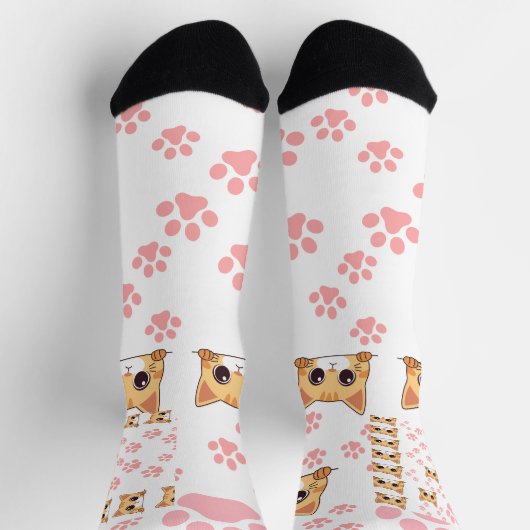 Chaussette Chaussettes pour chats et Empreintes de pattes, Ch (Haut)