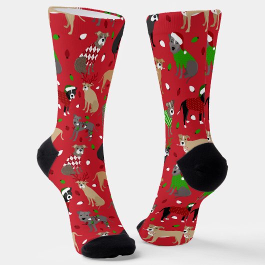 Chaussette Chaussettes pour chiens Pitbull de Noël (Angulaire)
