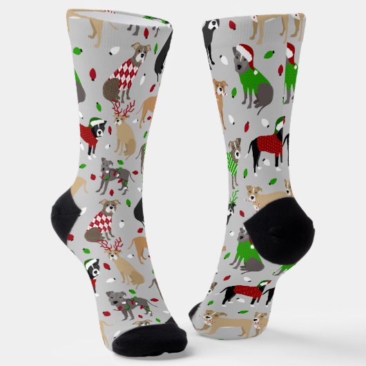 Chaussette Chaussettes pour chiens Pitbull de Noël (Angulaire)