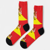 Chaussette Chaussettes pour hommes avec drapeau de la Sicile, (Gauche)