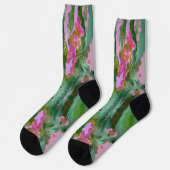 Chaussette Chaussettes psychédéliques abstrait vert et rose (Gauche)