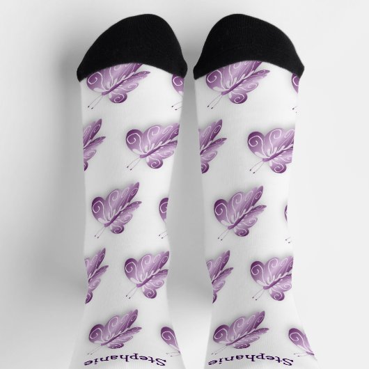 Chaussette Chaussettes Purple Papillon Design (Haut)