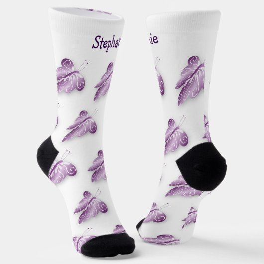 Chaussette Chaussettes Purple Papillon Design (Angulaire)