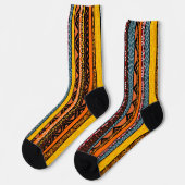 Chaussette Chaussettes rayées en mudcloth moderne Afro Pop (Gauche)