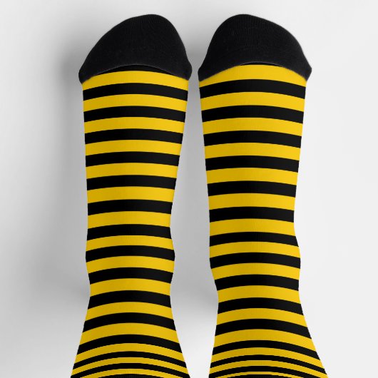 Chaussette Chaussettes rayées noires et jaunes classiques (Haut)