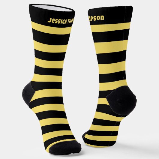 Chaussette Chaussettes rayées personnalisées en noir et jaune (Angulaire)