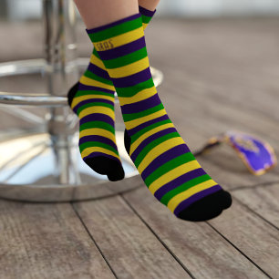 Chaussette Chaussettes rayées violettes, dorées et vertes Mar