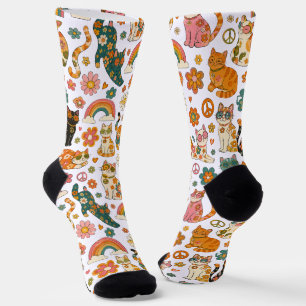 Chaussette Chaussettes Rétro années 70 Chat Groovy Vintage