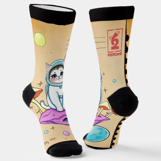 Chaussette Chaussettes rétro pour chats Whimsical Space (Angulaire)