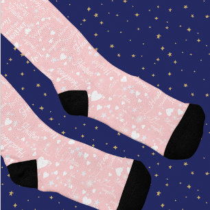 Chaussette Chaussettes rose pâle mignonnes avec étoiles et co