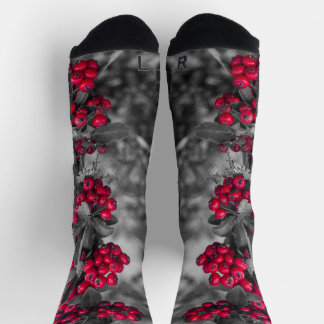 Chaussette Chaussettes Rouge et Gris à Baies de Pyracantha