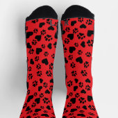 Chaussette Chaussettes rouges avec Empreintes de pattes noirs (Haut)