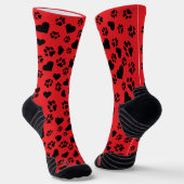 Chaussette Chaussettes rouges avec Empreintes de pattes noirs (Angulaire)