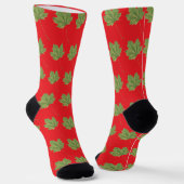 Chaussette Chaussettes rouges Feuilles vertes (Angulaire)