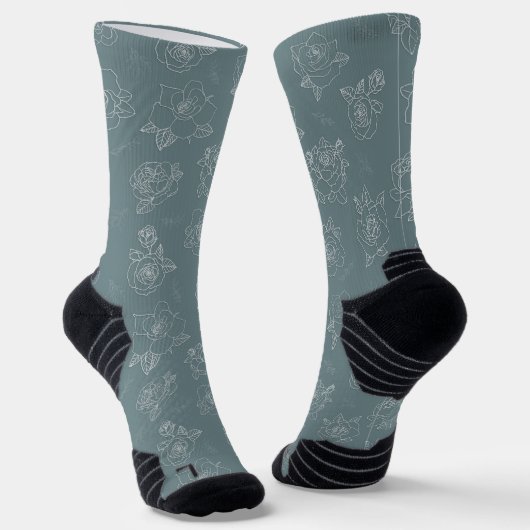 Chaussette Chaussettes Sage Rose Line-Art (Angulaire)