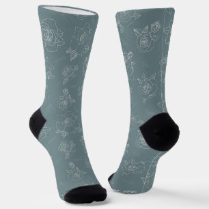 Chaussette Chaussettes Sage Rose Line-Art