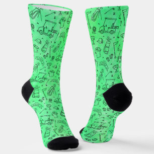 Chaussette Chaussettes sans fil Doodle Golf avec aquarelle ve
