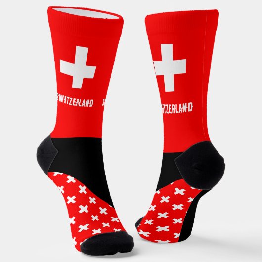 Chaussette Chaussettes suisses, couleurs du drapeau suisse /  (Angulaire)