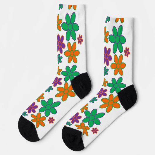 Chaussette Chaussettes super à fleurs les années 70 blanches (Gauche)