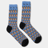 Chaussette Chaussettes tête de chien avec nom sur bleu (Droite)