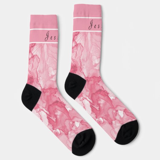 Chaussette Chaussettes Tout-Sur-Imprimé Pink & Blanc Doux À E (Droite)