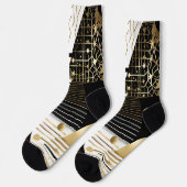 Chaussette chaussettes triangles or et noir abstraits (Gauche)