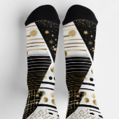 Chaussette chaussettes triangles or et noir abstraits (Haut)