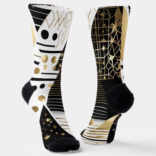 Chaussette chaussettes triangles or et noir abstraits (Angulaire)