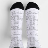Chaussette Chaussettes unisexes à motif de plan architectural (Haut)