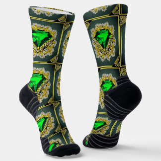 Chaussette Chaussettes vert émeraude et un Motif diamant
